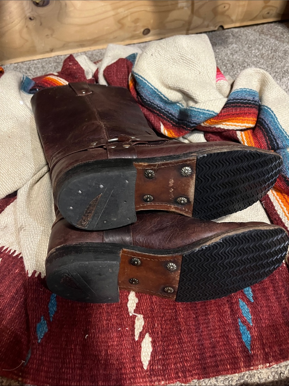 Classic Men's Brown Leather Harness Cowboy Boots - Picture 6 of 6